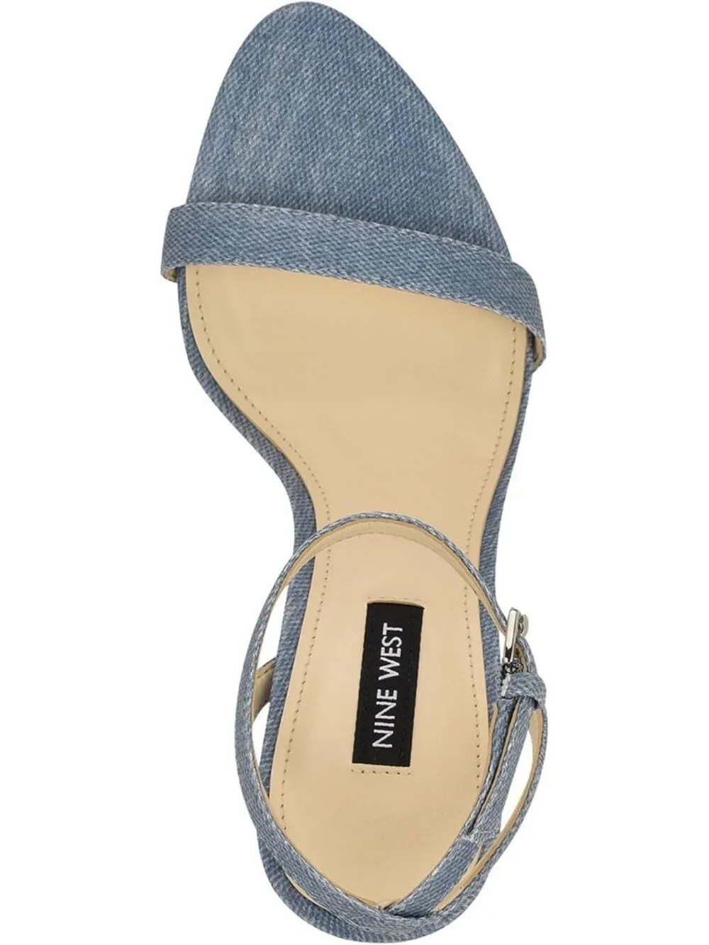 Women's Light Blue Denim Open Toe Ankle Strap Reina Stiletto Heel Sandal Shoes